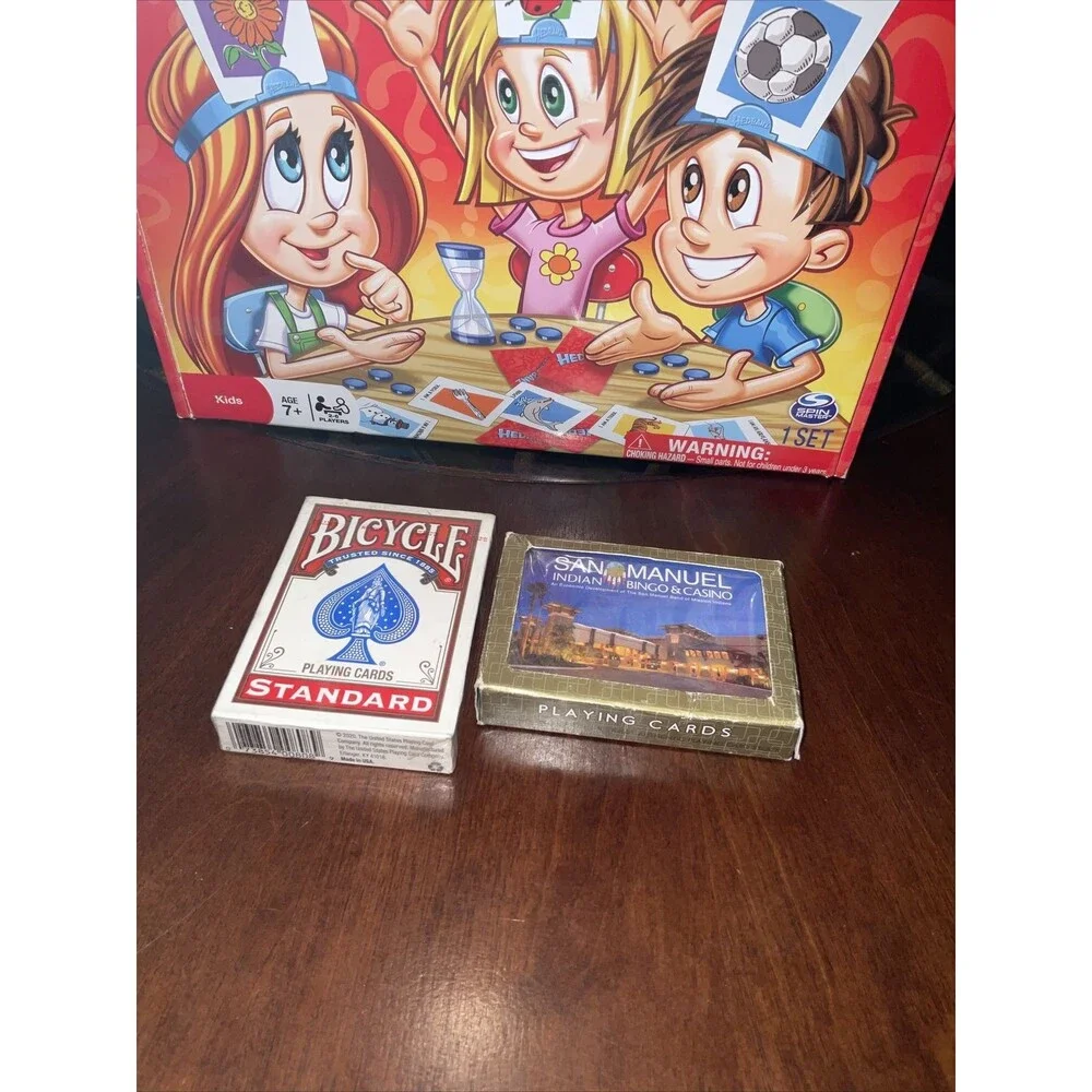 HEADBANZ Game for Kids - All Pieces EUC, Plus Two Playing Cards New
